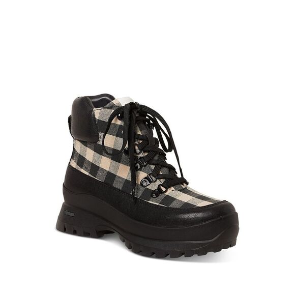 LOEFFLER RANDALL Womens Black Plaid 1-1/2" Platform Owen Round Toe Booties 9.5 - Picture 1 of 4